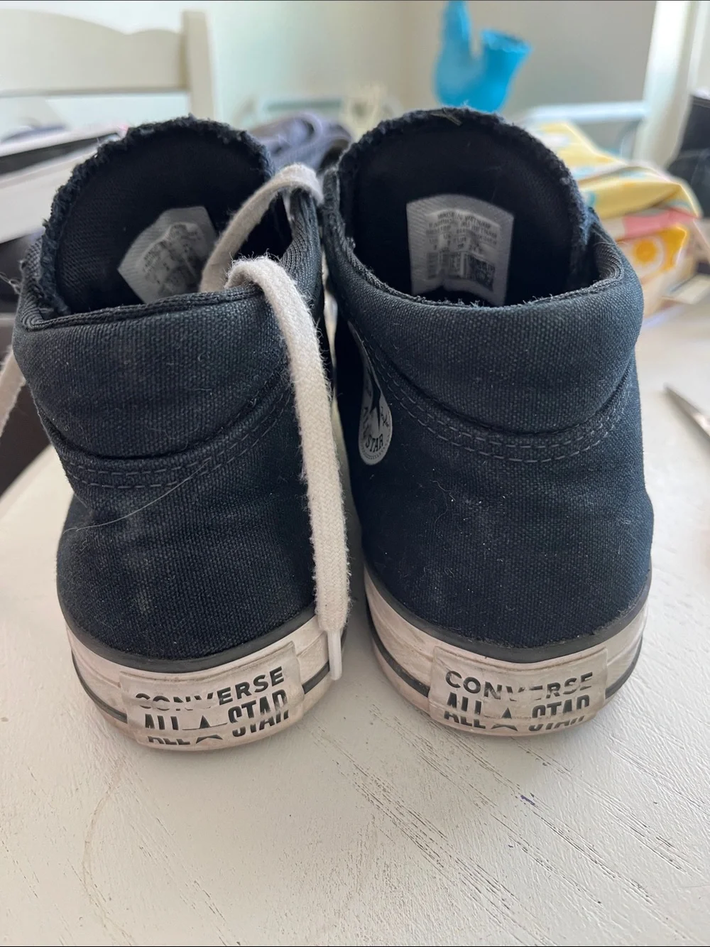 Converse Black and White High Top Sneakers Quilted Size 8